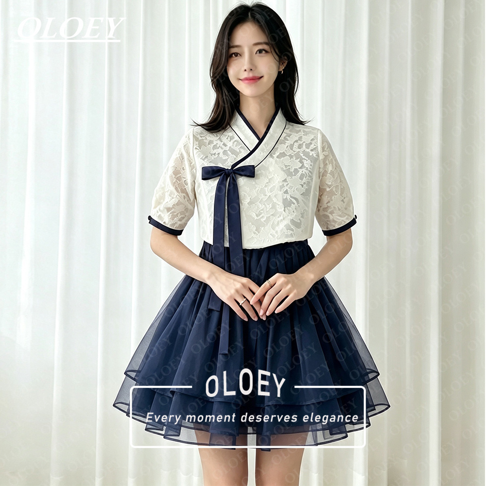 Modern Korean Lifestyle - OLOEY Modernes Schwarzes Kurzes Konzert-Hanbok-Set 2-teilig