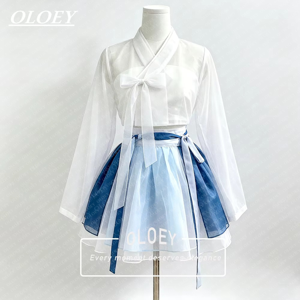 Modern Korean Lifestyle - OLOEY Modernes Kurzes Konzert-Hanbok in Kontrastfarben,